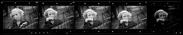 [Five 35mm Film Frames: Girl Leaning on Wire Fence in Yard, Vicinity Bethlehem, Pennsylvania], Walker Evans (American, St. Louis, Missouri 1903–1975 New Haven, Connecticut), Film negative