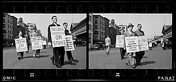 [Two 35mm Film Frames: Picket Lines, South Street, New York City], Walker Evans (American, St. Louis, Missouri 1903–1975 New Haven, Connecticut), Film negative