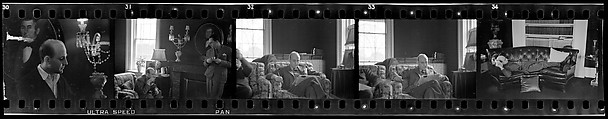 [Five 35mm Film Frames: Gifford Cochran and Unidentified Man in Library, Croton Falls, New York], Walker Evans (American, St. Louis, Missouri 1903–1975 New Haven, Connecticut), Film negative