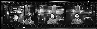 [Three 35mm Film Frames: Subway Passengers, New York City: Woman and Man Beneath "7th Ave Local" Sign, Woman in Overcoat], Walker Evans (American, St. Louis, Missouri 1903–1975 New Haven, Connecticut), Film negative