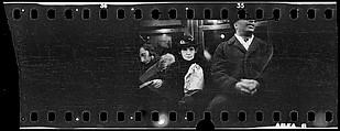 [One 35mm Film Frame: Subway Passengers, New York City: Elderly Woman Clutching Paper Bag, Seated Between Man and Woman], Walker Evans (American, St. Louis, Missouri 1903–1975 New Haven, Connecticut), Film negative