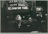 [Subway Passengers, New York City: Two Women in Conversation Beneath "7th Ave Local" Sign], Walker Evans  American, Gelatin silver print