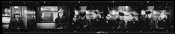 [Five 35mm Film Frames: Subway Passengers, New York City: Man in Hat and Scarf, Woman in Bonnet, Women in Conversation], Walker Evans (American, St. Louis, Missouri 1903–1975 New Haven, Connecticut), Film negative