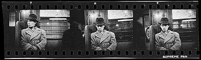 [Three 35mm Film Frames: Subway Passengers, New York City: Man in Hat and Overcoat], Walker Evans (American, St. Louis, Missouri 1903–1975 New Haven, Connecticut), Film negative