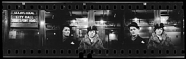 [Three 35mm Film Frames: "Lex Ave Local" Sign in Subway Car, Subway Passengers, New York City: Man, Woman], Walker Evans (American, St. Louis, Missouri 1903–1975 New Haven, Connecticut), Film negative