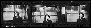 [Three 35mm Film Frames: Subway Passengers, New York City: Woman in Black Bonnet], Walker Evans (American, St. Louis, Missouri 1903–1975 New Haven, Connecticut), Film negative