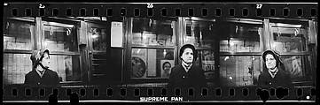 [Three 35mm Film Frames: Subway Passengers, New York City: Woman in Black Bonnet], Walker Evans (American, St. Louis, Missouri 1903–1975 New Haven, Connecticut), Film negative