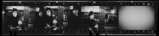 [Three 35mm Film Frames: Subway Passengers, New York City: Mother with Child on Lap], Walker Evans (American, St. Louis, Missouri 1903–1975 New Haven, Connecticut), Film negative