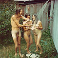[Seven Views of Naked Man and Two Women at Outdoor Shower], Walker Evans (American, St. Louis, Missouri 1903–1975 New Haven, Connecticut), Chromogenic print