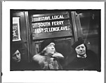 [Five 35mm Film Frames: Camera Store Window, New York City; Subway Passengers, New York City: Women Beneath 