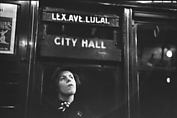 [Five 35mm Film Frames: Subway Passengers, New York City: Woman Beneath 