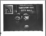 [Five 35mm Film Frames: Subway Passengers, New York City: Two Men Beneath 