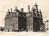 [Gothic Revival Building with Clocktower, Police Station, Cambridge, Massachusetts], Walker Evans  American, Gelatin silver print