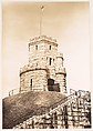 [Rusticated Castle Turret with American Flag, Somerville, Massachusetts], Walker Evans  American, Gelatin silver print