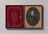 [Middle-aged Man with Chinstrap Beard, Hand Tucked Inside Buttoned Jacket], W. & F. Langenheim (American, active 1843–1874), Daguerreotype with applied color