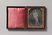 [Nude Man Seated with Cloth Draped over Waist], Unknown (American), Daguerreotype