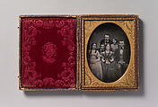 [Three Young Couples Dressed in Finery], Unknown (American), Daguerreotype with applied color