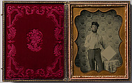 [Plasterer in Oilskin Hat], Unknown (American), Ambrotype with applied color