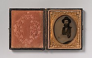 [Bearded Plasterer with Hawk and Trowel], Unknown (American), Ambrotype with applied color