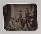 [Three Plumbers with Pipes and Tools], Unknown (American), Tintype