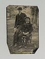[Two Young Men Outdoors, One Seated, the Other on the Arm of the Chair], Unknown (American), Tintype