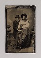 [Two Men, One Dressed in Women's Attire, Holding Hands], Unknown (American), Tintype
