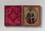 [Carpenter Holding a Bag of Tools and a Square], Unknown (American), Tintype
