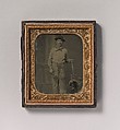 [Workman Holding a Wrench and Hammer], Unknown (American), Tintype with applied color