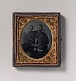 [Two Union Soldiers Holding Hands, Arms Around Each Other's Shoulders], Unknown (American), Tintype with applied color