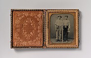 [Two Young Workmen with Hatchets], Unknown (American), Tintype
