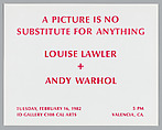 [Poster for "A Picture Is No Substitute For Anything", ID Gallery, Valencia, CA], Louise Lawler  American, Print