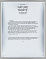 [Press Release for "Interesting", Nature Morte, New York City], Louise Lawler  American, Press release