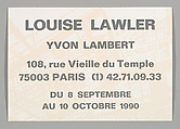 [Announcement for "A Vendre", Yvon Lambert, Paris], Louise Lawler (American, born Bronxville, New York, 1947), Letterpress card