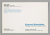 [Announcement for "External Stimulation", Metro Pictures, New York City], Louise Lawler (American, born Bronxville, New York, 1947), Halftone