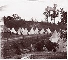 Camp of Construction Corps, U.S. Military Railroad at City Point, Andrew Joseph Russell  American, Albumen silver print from glass negative