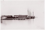 [Wharves at Bermuda Hundred Landing, James River, Virginia], Andrew Joseph Russell  American, Albumen silver print from glass negative