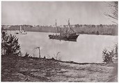 [U.S. Gunboat "Mendota" and Other Ships on James River, Virginia], Unknown (American), Albumen silver print from glass negative