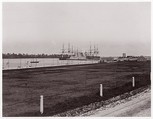 Frigates "Santee" and "Constitution" off Naval Academy, Annapolis, Unknown (American), Albumen silver print from glass negative
