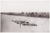 U.S. Monitor "Casco" on James River, taken from a lookout tower on bank., Unknown (American), Albumen silver print from glass negative