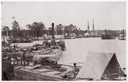 [Barges, Steamers, and Transports, White House Landing, Pamunkey River, Virginia], Timothy H. O'Sullivan  American, born Ireland, Albumen silver print from glass negative