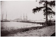 Pontoon Bridge, James River, Andrew Joseph Russell American, Albumen silver print from glass negative