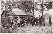 [Group of Union Officers and Soldiers at a Sutler's Store], Unknown (American), Albumen silver print from glass negative