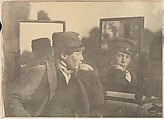 [Boy in Profile, Face Shown Frontally in Mirror], Unknown, Salted paper print from paper negative