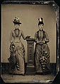 [Studio Portrait of Two Women Holding Folded Parasols], Unknown, Tintype