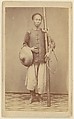 [Man with Bamboo Pole], Unknown, Albumen silver print