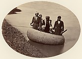 [Six Men in a Round Boat, Baghdad], Unknown, Albumen silver print from glass negative
