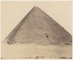 Djîzeh (Nécropole de Memphis), Pyramide de Chéops (Grande Pyramide), Félix Teynard French, Salted paper print from paper negative
