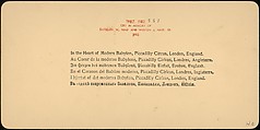 In the Heart of Modern Babylon, Piccadilly Circus, London, England, Strohmeyer &amp; Wyman (American), Albumen silver prints