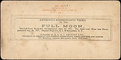Full Moon: The Left Hand Moon was Photographed June 2nd, 1871. The Right Hand Moon was Photographed Aug. 29, 1871, Lewis Morris Rutherfurd (American, New York 1816–1892 Tranquility, New Jersey), Albumen silver print