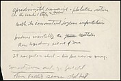 [73 Manuscripts, Typescripts, Carbons From the 1960s-70s: Van Vechten Portrait Session, Lyric Documentary Project, Yale Lecture Notes, Sale of Agee Manuscripts, MFA and Yale Exhibitions, Caroline Freud, and Personal Writing], Walker Evans (American, St. Louis, Missouri 1903–1975 New Haven, Connecticut), Pencil/ink on paper